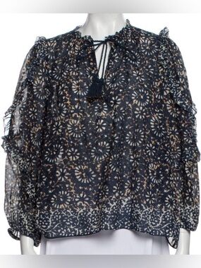 Ulla Johnson Floral Print Tie Neck Blouse